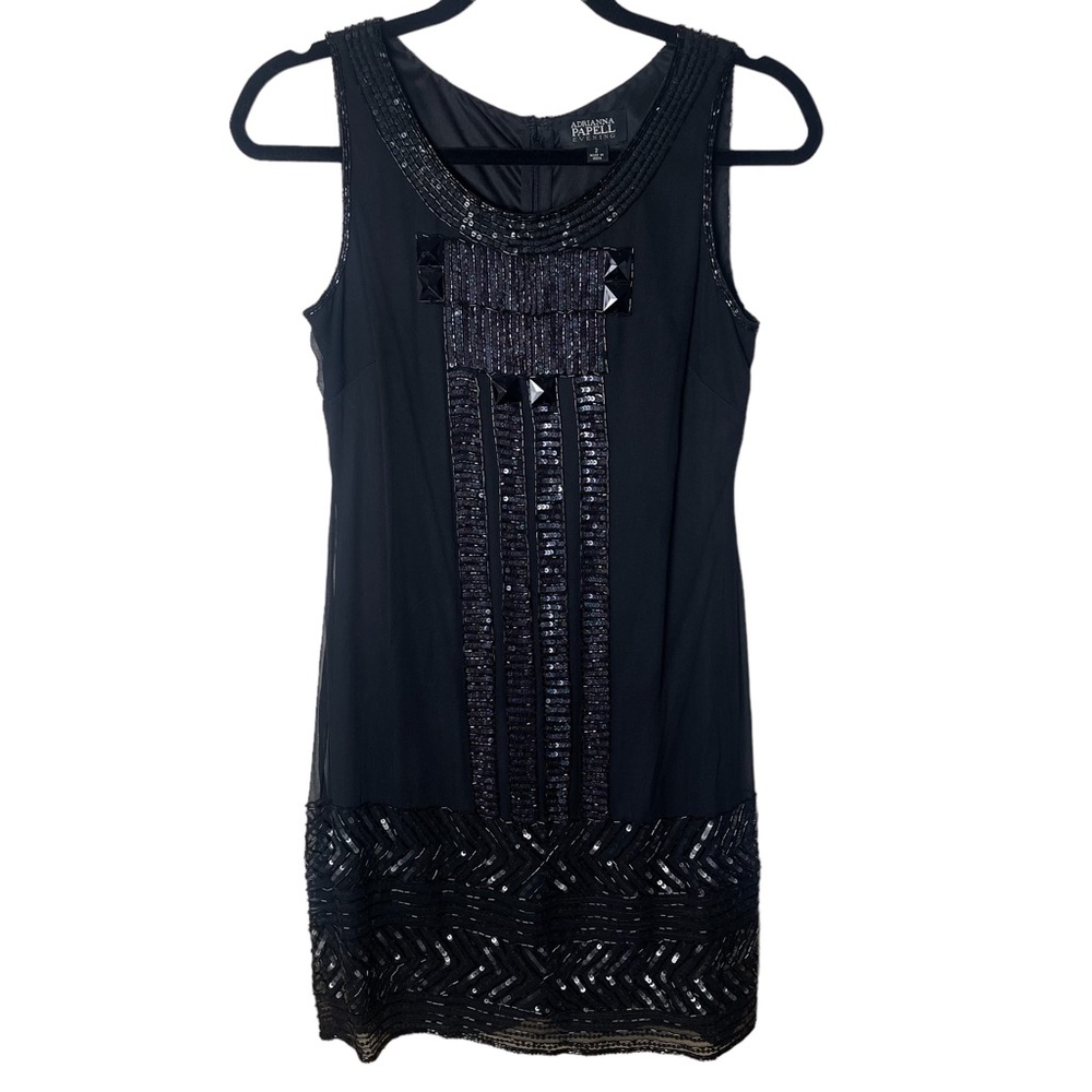Adrianna Papell Silk Beaded Cocktail Dress size 2